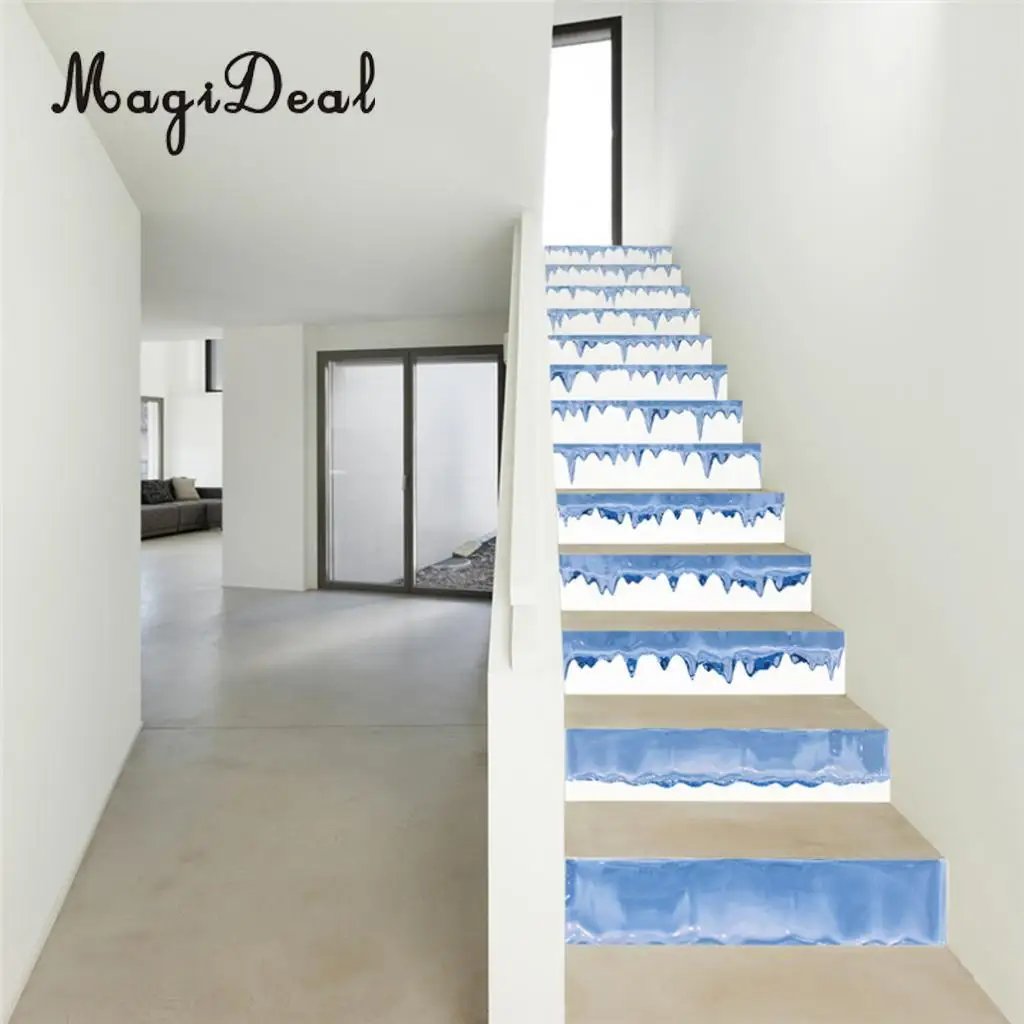 13Pcs 3D DIY Tile Stairs Stickers Removable Waterproof Wallpaper Stickers Self-adhesive Stair Riser for Stairway or Home Decor