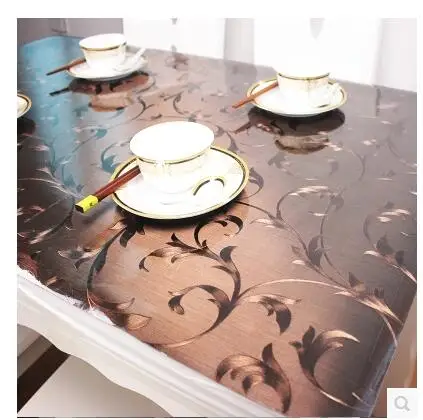 PASAYIONE Kawaii мягкий стеклянный Настольный коврик с цветочным узором водонепроницаемый блестящий ПВХ скатерть толщина 1 мм покрытие стола домашний декор