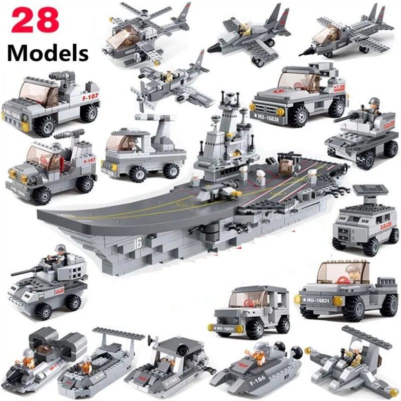 

1001pcs Sea Air And Land Military Corps Compatibie Legoings Building Blocks Toy Kit DIY Educational Children Birthday Gifts