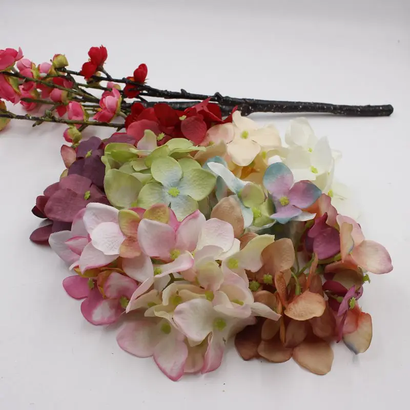 

DIY /10 piece artificial hydrangea head silk sakura flower wedding wreath headdress wrist brooch decoration fake flower shooting