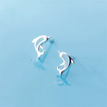 

925 Sterling Silver Hollow Cute Dolphin Stud Earrings For Women Trendy Earring For Female Girl Jewelry G0203