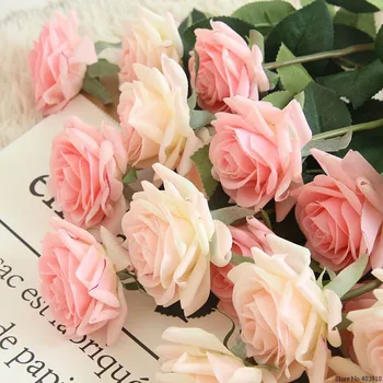 1PCS Real Touch Rose Artificial Flowers for Wedding Home Party Decoration Fake Flower Branch Christmas New Year Gift