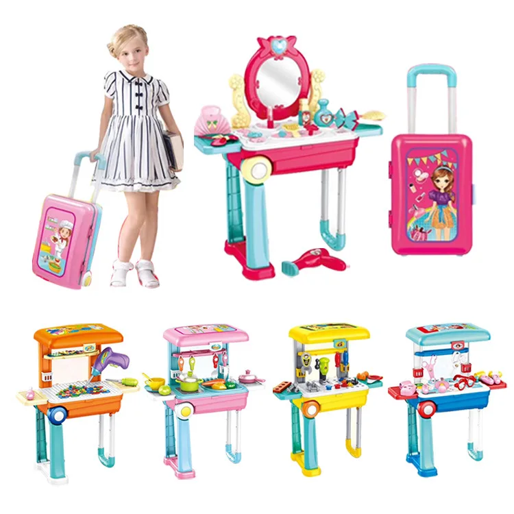 

Children's Toys ABS Plastic Girls Home Kitchen Toy Pull-rod Suitcase Simulated Cosmetic Toolmaker Diy Educational Family Toys
