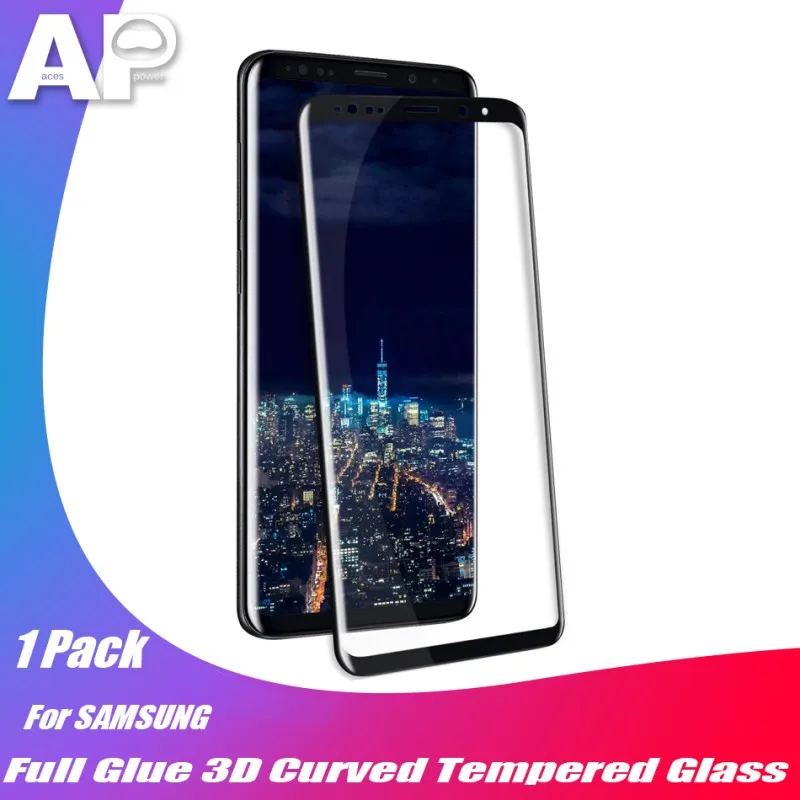 

Acespower Premium Quality Full Glue Tempered Glass for SAMSUNG S7 Edge S8 S9 Plus Note 8 9 Screen Replacement Protector Film