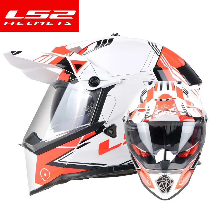 LS2 MX436 Pioneer moto rcycle шлем с солнцезащитным щитом atv dirtbike cross moto cross шлем с двойными линзами внедорожные гоночные мото шлемы - Цвет: Red target battle