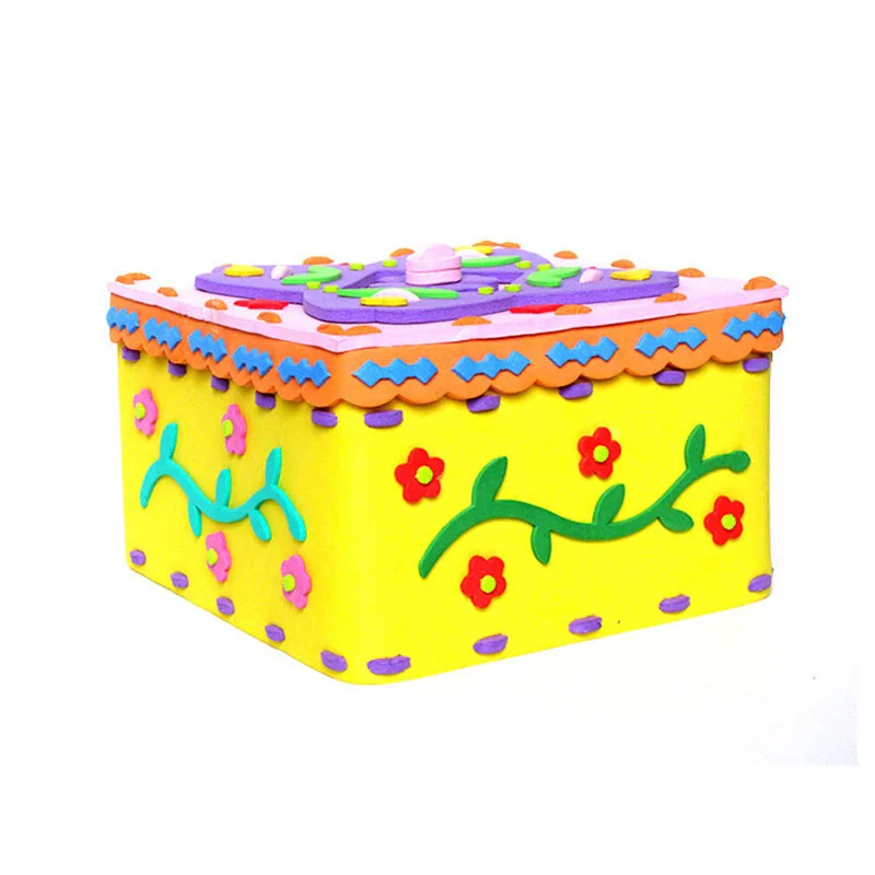 4 цвета милый мультфильм DIY корзины ручной работы для хранения коробка 3D EVA головоломка детская коробка для рукоделия творческие игрушки для детей развивающие игрушки - Цвет: Цвет: желтый