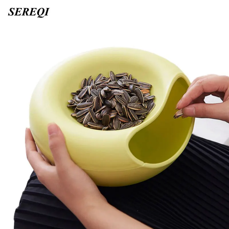 

SEREQI Multifunctional Circular Plastic Double Deck Snacks Food Storage Box Tabletop Nutshell Storage Box Organizer Holder