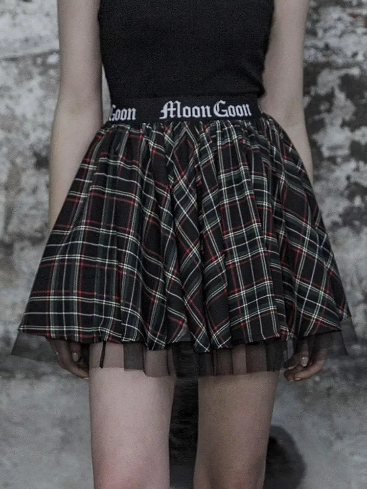 Панк рейв Женская Готический шотландский клетчатый юбка PQ541 Азиатский размер S-L