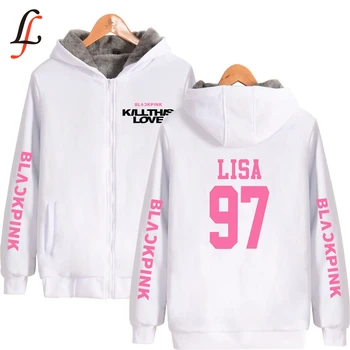 

Blackpink Harajuku Supper Warm Hoodies Sweatshirt Plus Thick Winter Zipper harajuku Jacket Kill this love Sweatshirt Oversized