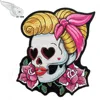 Ojos amorosos Pin Up chica y rosa parche cráneo damas detrás bordado hierro en o coser parches 3,5*4 pulgadas envío gratis ► Foto 2/4