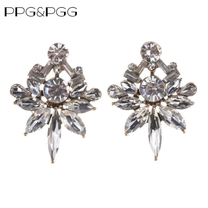 

2019 Vintage Statement earring Trendy Jewelry Simple Design Elegant Shiny crystal Stud Earrings For Women