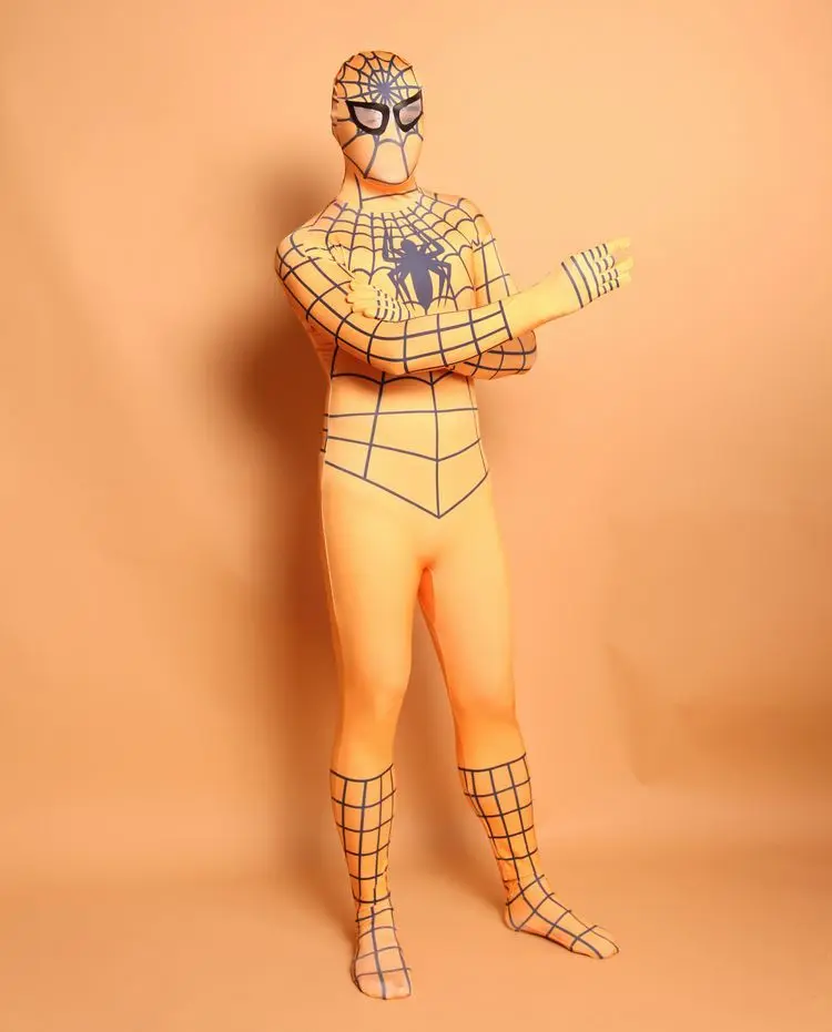 

Unisex Adult Full Body yellow Lycra Spandex Superhero Spiderman Zentai Suits Halloween Costume