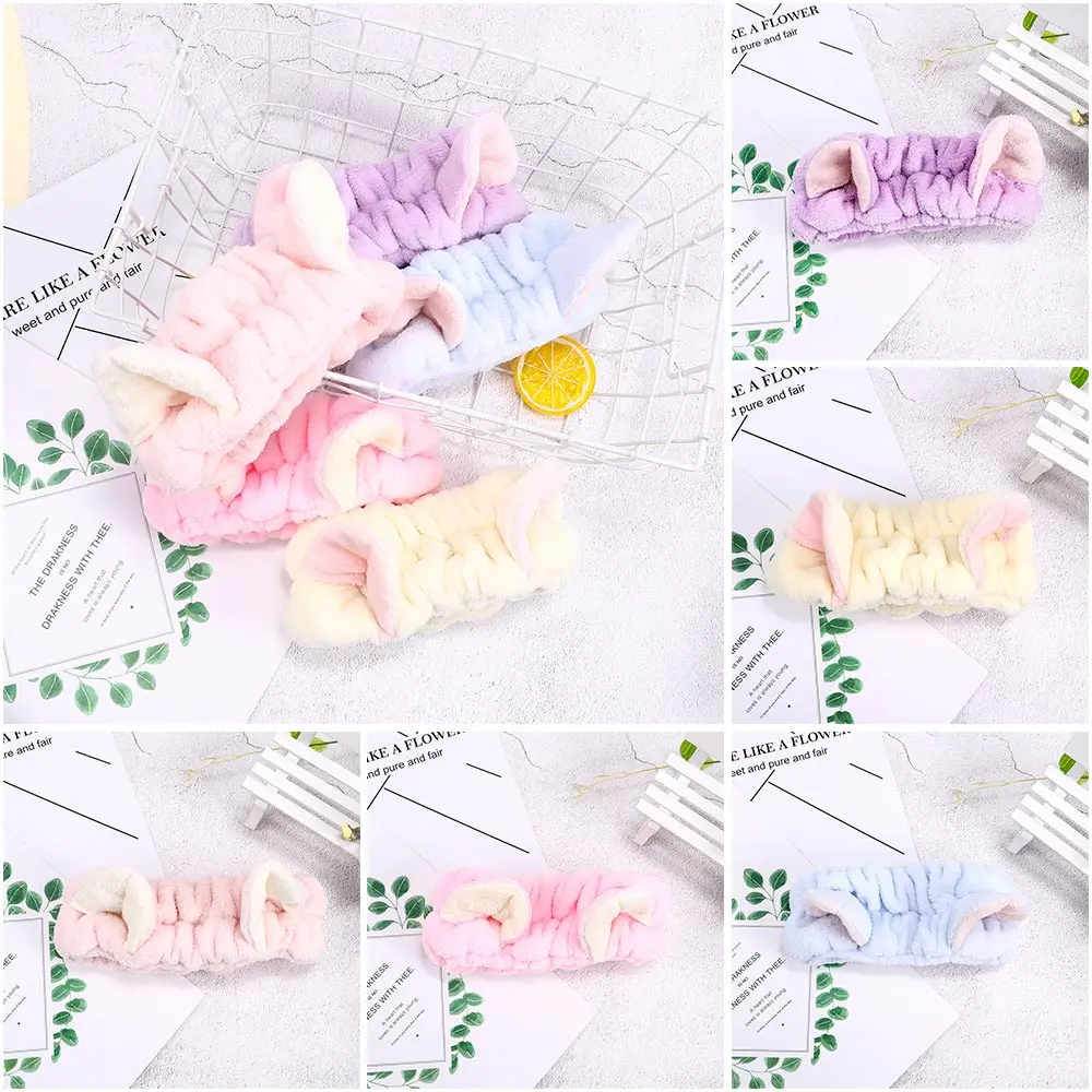 

Kawaii Elastic Cat Ears Headband for Women Girls Makeup Face Washing Hairband Hairdo Facial Mask Headwrap Hair Accessories