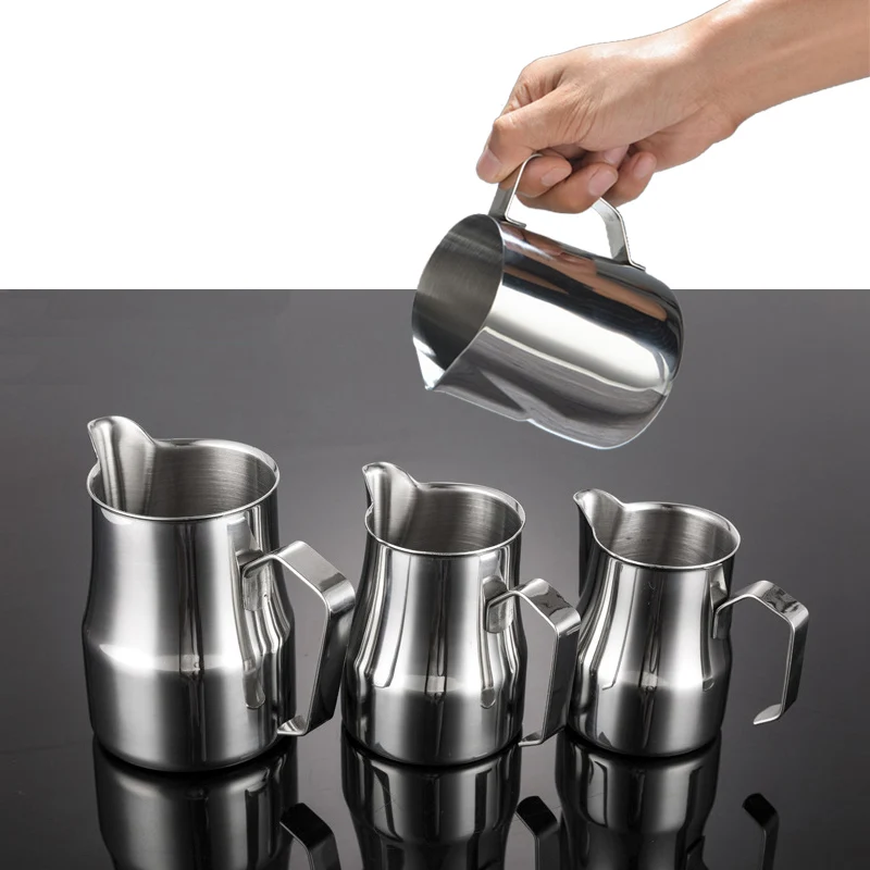 

Stainless Steel Milk Frothing Jug Coffee Pitcher Latte Art 1pcs/lot Cup Capacity 150ml / 350ml / 600ml / 1000ml JJA003