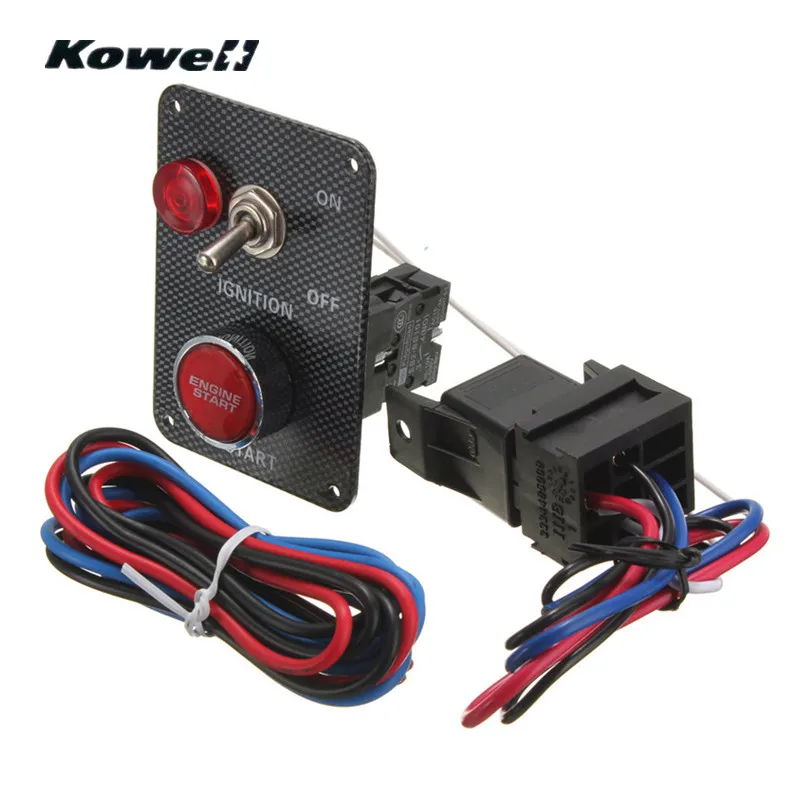 Kowell 12 فولت الإشعال لوحة كيت الصمام الخفيفة تبديل المحرك بدء دفع زر ل سباق السيارات كاتب قارب ألياف الكربون نمط Kowell 12 فولت الإشعال لوحة كيت الصمام الخفيفة تبديل المحرك بدء دفع زر ل سباق السيارات كاتب قارب ألياف الكربون نمط