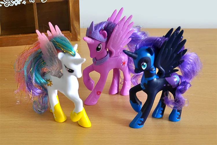Horse Toys Twilight Sparkle Princess Celestia Rainbow Unicorn Pinkie Pie Princess Luna Model Figure Toys Doll For Kids Gift