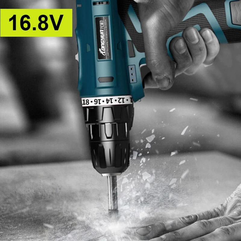 

16.8v Electric Drill Cordless Screwdriver with Spare Lithium Ion Battery Home Multifunction Electric Screwdriver
