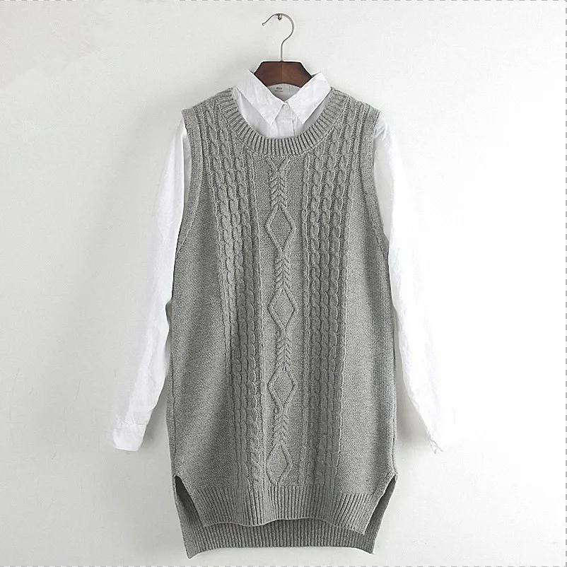 Popular Cable Knit Vest-Buy Cheap Cable Knit Vest Lots From China Women Tank Top Knitted Waistcoat Casual Solid Long Split Sleeveless Ribbed O-neck Pullover Cable - Popular Cable Knit Vest-Buy Cheap Cable Knit Vest Lots From China