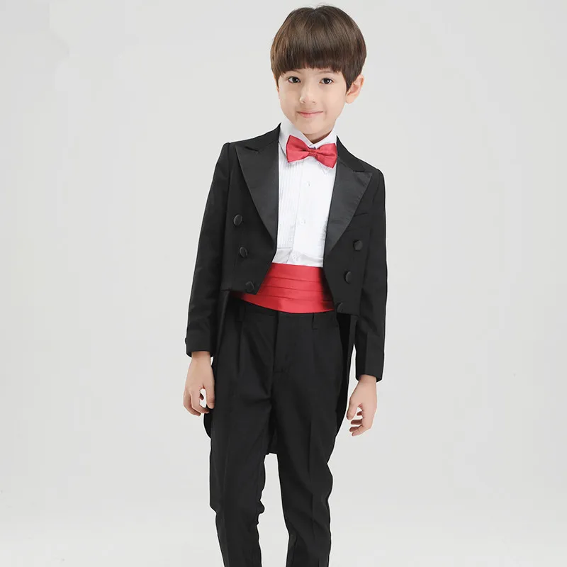 Новые модные детские костюмы-смокинги для маленьких мальчиков костюм для мальчиков на свадьбу, Официальный черный смокинг-смокинг Свадебный костюм для мальчиков - Цвет: black