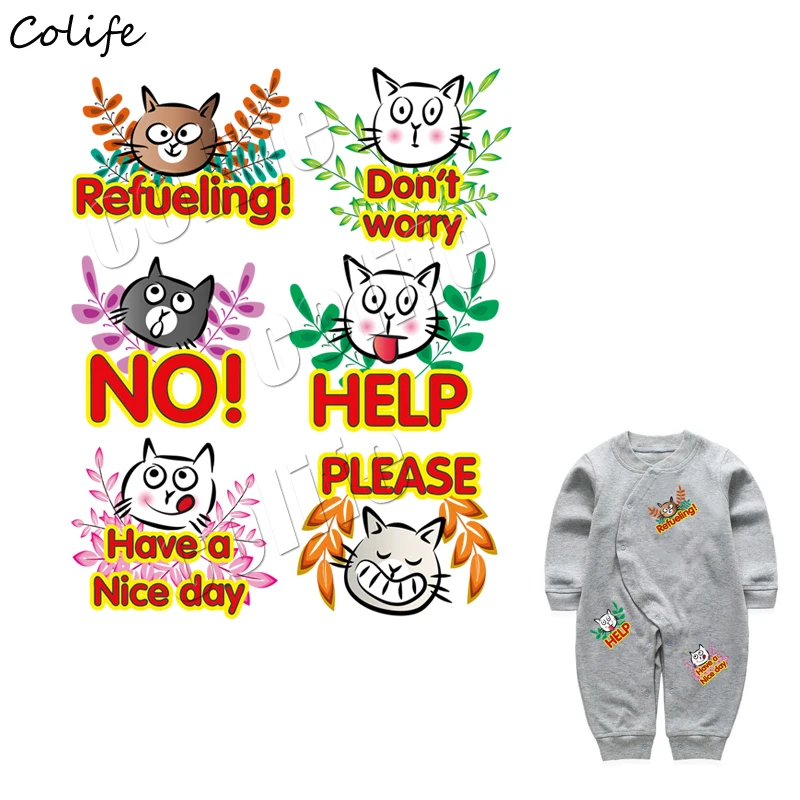 Funny Letter Patch Iron On Clothes Animals Washable DIY Heat Press