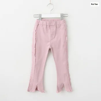 Y1530735 осенние модные детские штаны для девочек джинсовые детские штаны с принтом Повседневная джинсовая детская одежда