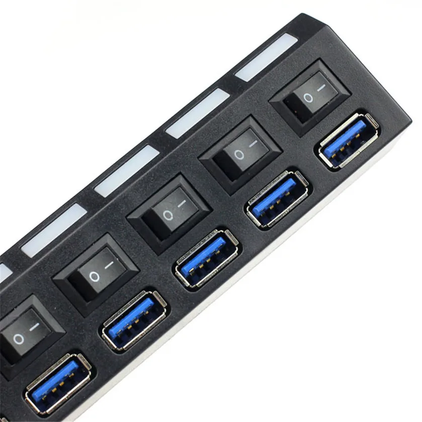 7 портов USB 3,0 концентратор Скорость с адаптером питания для ПК LapNotebook EU