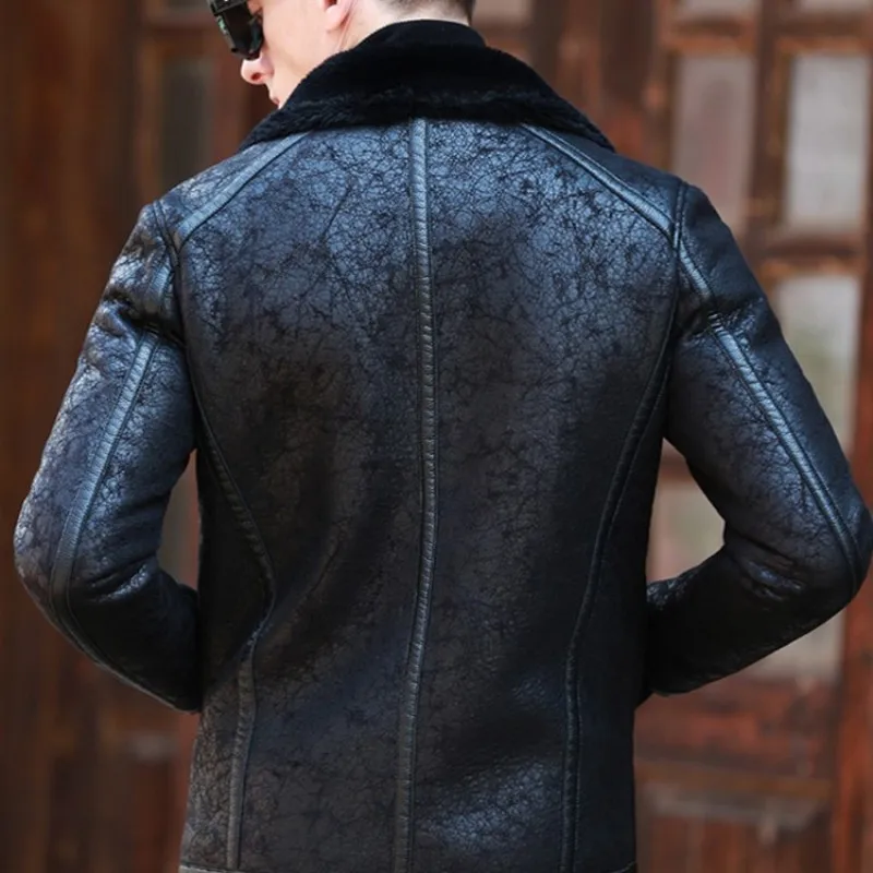 Winter Thick Men Jacket Large Size M-6XL Lapel Mens PU Leather Coat Trend Business British Style Warm Plus Velvet Jackets Male