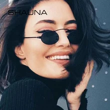 SHAUNA женские маленькие овальные солнцезащитные очки с заклепками Модные мужские прозрачные красные желтые розовые фиолетовые очки UV400