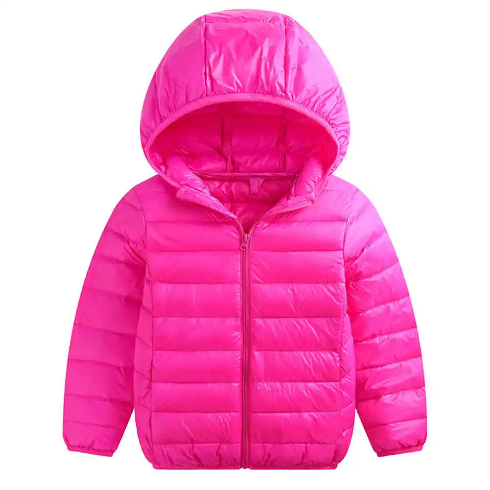Детская куртка, верхняя одежда, Осеннее теплое пуховое пальто с капюшоном для мальчиков и девочек, парка для подростков, детская зимняя куртка, размеры для детей 1, 2, 10, 12, 15 лет - Цвет: rose red