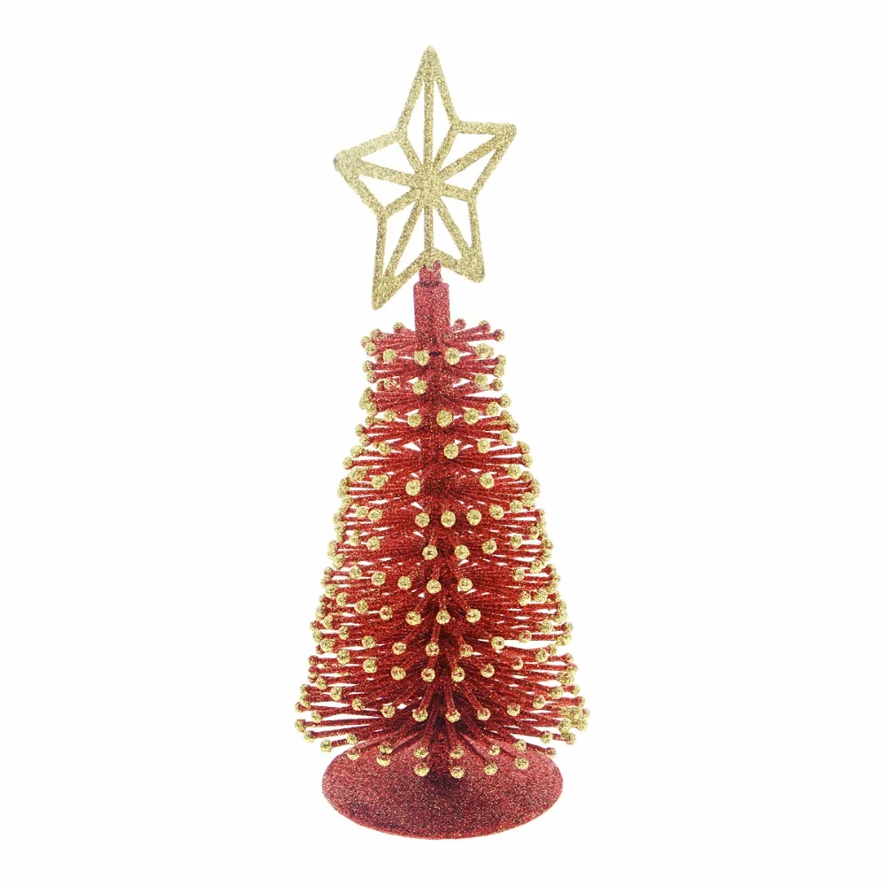 9" Merry Christmas Tabletop Decorative Plastic Small Tree with Glitter