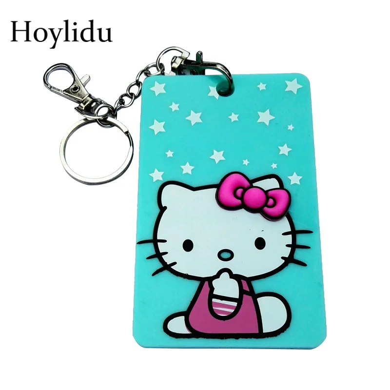 

3D Cartoon Cute Bus Card Cover Business ID Credit Card Holder Case With Key Chain Women Men Lovely PVC Door Card Badge Holder