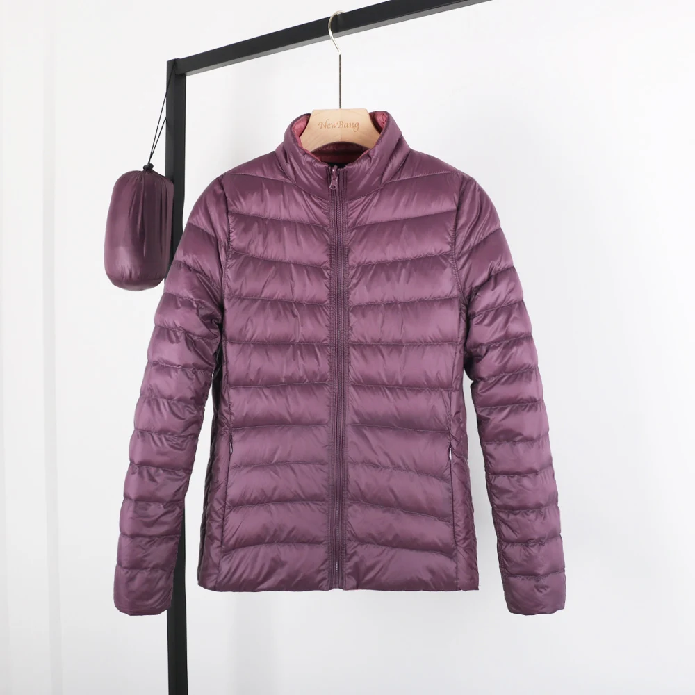 

2019 New Double-sided Woman Ultra Light Down Jacket Duck Down Windbreaker Coat With A Bag