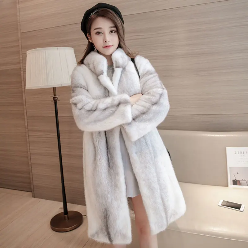 

2018 new luxury brand genuine mink fur coat women winter real fur white one skin piece female real mink fur long outwear jacket