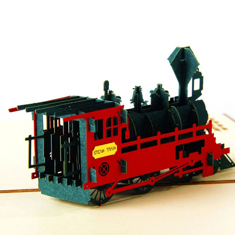 

3D Pop Up Greeting Cards Train Happy Birthday Thank You Halloween Christmas Postcard Gift New XQ Drop shipping