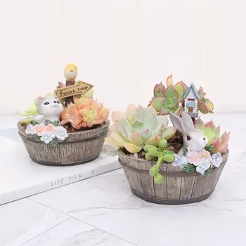 

DropshippingCartoon Succulent Mini Flower Pot Cute Animal Meaty Flower Pot American Country Style Succulent Pots Resin