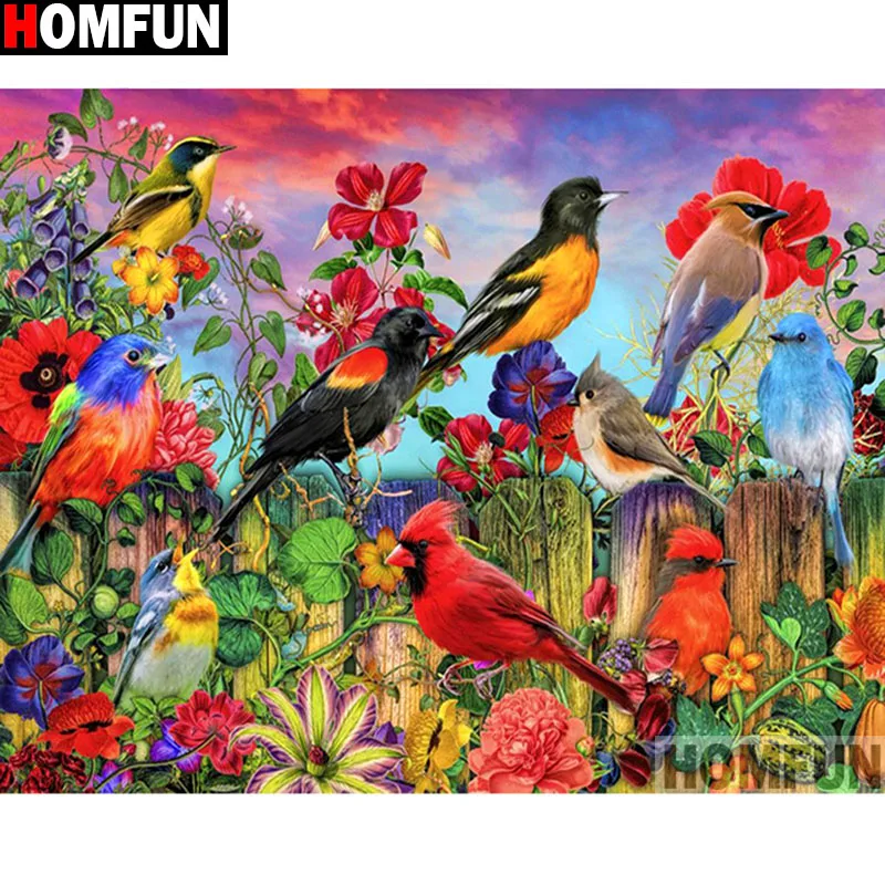 

HOMFUN Full Square/Round Drill 5D DIY Diamond Painting "Birds and flowers" Embroidery Cross Stitch 5D Home Decor Gift A14929