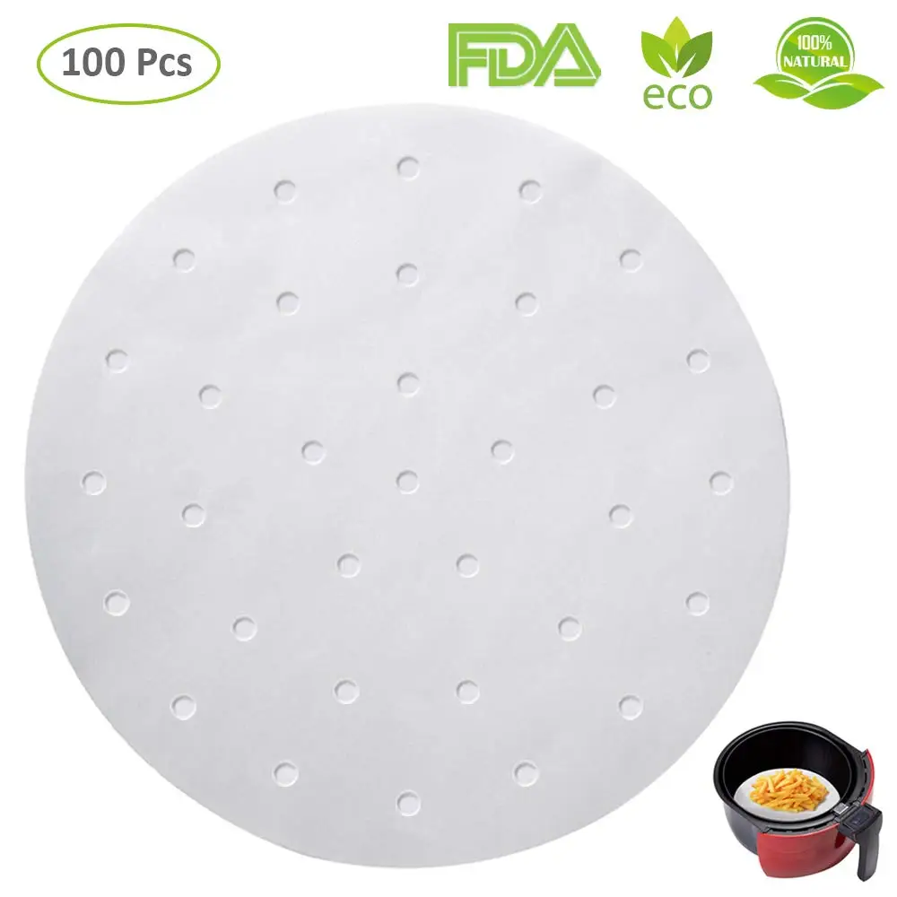 

100pcs 9inch Air Fryer Steamer Liners Non-stick Steamer Mat Round Dumplings Mat baking tools Kitchen Accessories