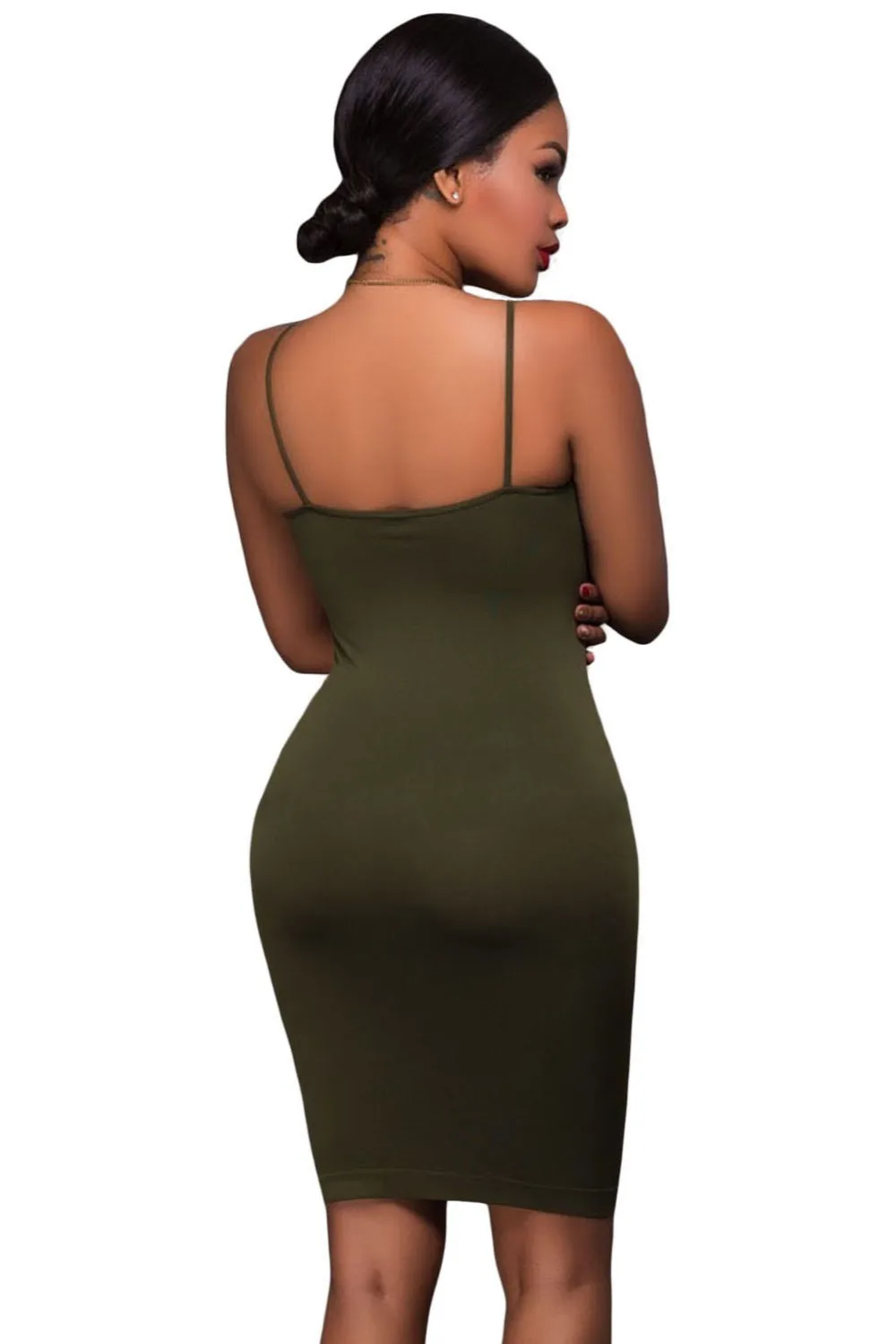 Army-Green-Seamless-Bodycon-Dress-LC22953-9-3