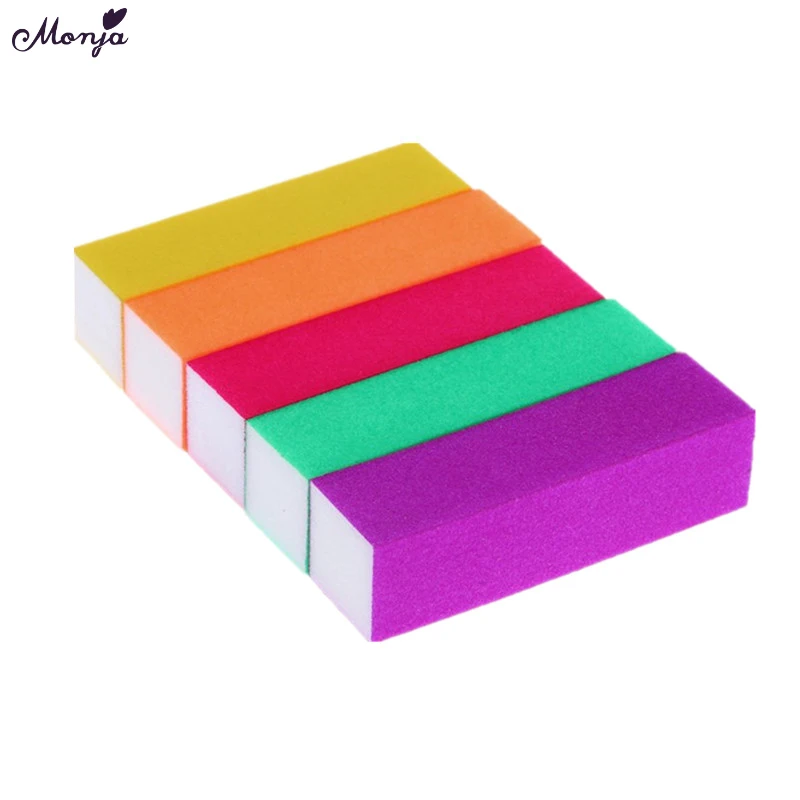 

Monja 5pcs/set Nail Art Fluorescent Sponge Sanding Shiny Paper Remover Tips Polishing Buffing Buffer Files Manicure Tools