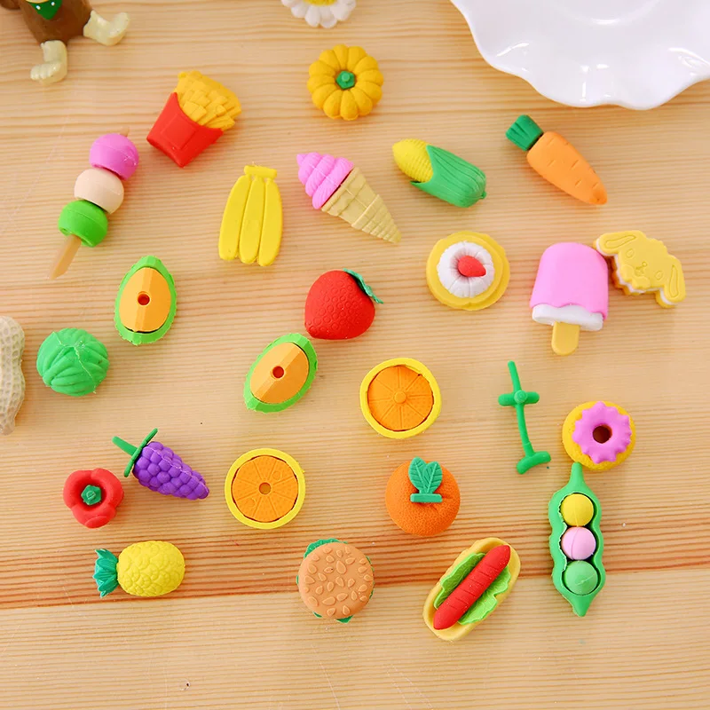 

1 Bag Cartoon Animal Fruit Eraser Student Prize Student Stationery Wholesale Erasers for Kids Cute Gifts