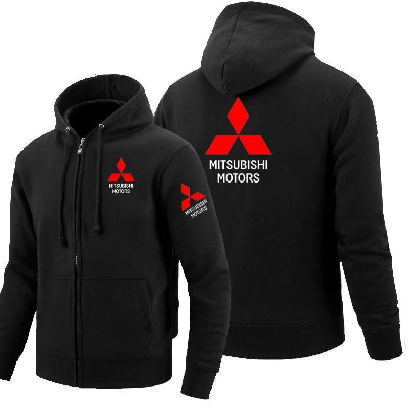 Толстовки на молнии с капюшоном принтом логотипа Mitsubishi мужская флисовая куртка