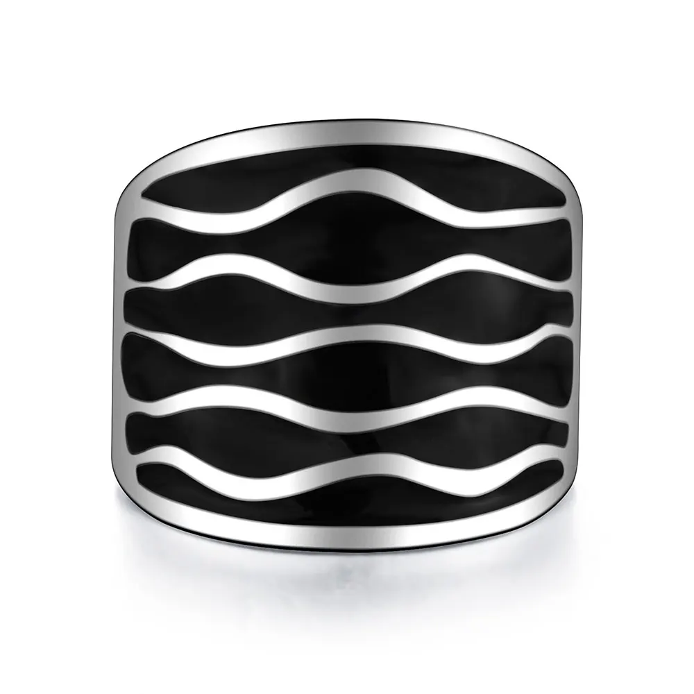 WAWFROK индивидуальный дизайн серебристого цвета кольцо Титан Нержавеющая сталь волнистые линии палец кольца для мужчин ювелирные изделия подарок