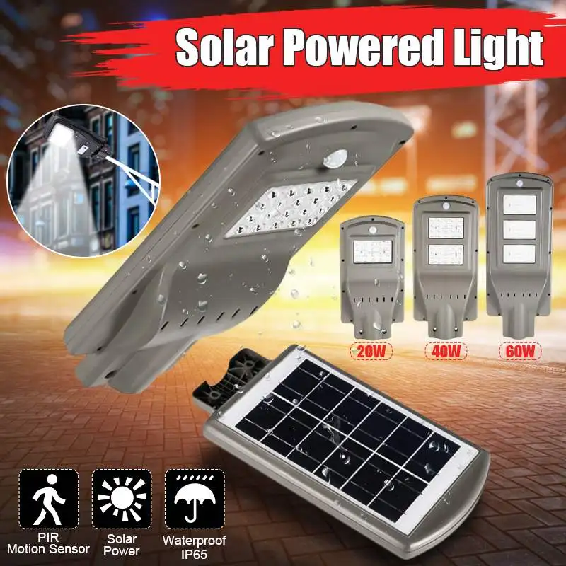 

20W/40W/60W Outdoor Wall Street Light Waterproof Solar Powered Radar PIR Motionl Sensor for Garden Yard Street Flood Lamp