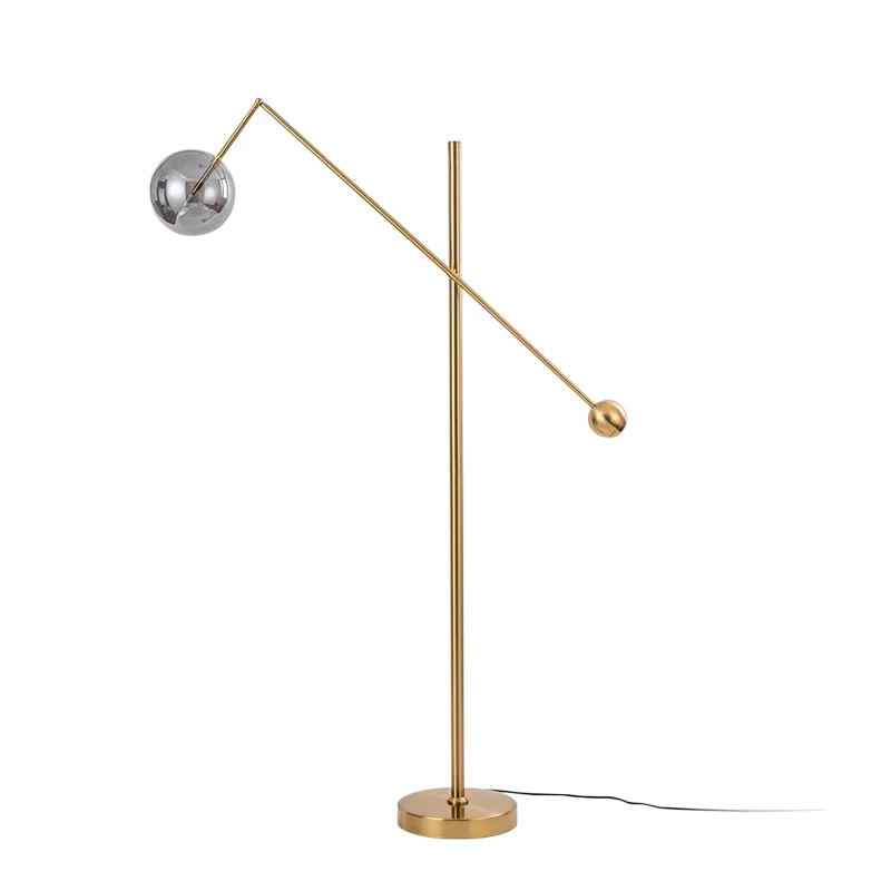 Post modern New style floor lamp balance modelling adjust foyer study standing lamp gold iron art body glass shade floor light