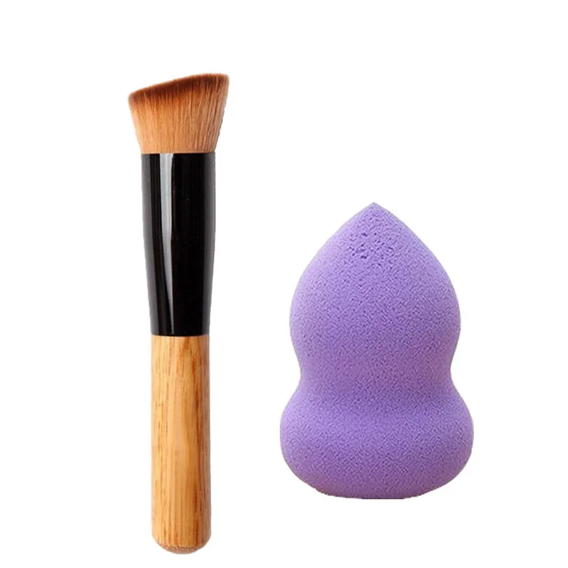 AddFavor красота макияж набор Professional деревянный составляют кисточки кисточка для основы и сухой мокрый Губка Puff губка из бутылочной тыквы - Цвет: Makeup Set