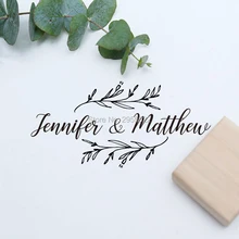 Пользовательские Свадебные названия штамп, деревянная резиновая печать, персонализированный Свадебный классический штамп beechwood