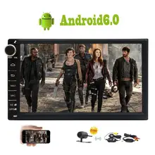 Бесплатная Беспроводной сзади Камера 2Din Android 6.0 стерео головное устройство Сенсорный экран Автомобильные ПК Поддержка bluetooth fm 1080 P видео 3G /4 г WI-FI
