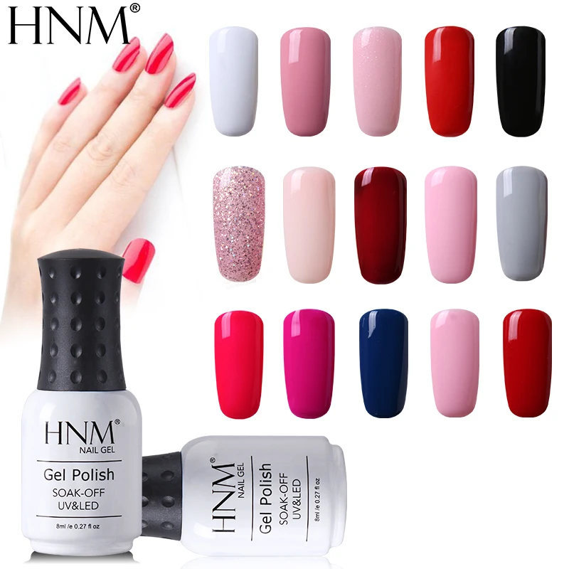 HNM 8 мл УФ-гель для ногтей био-Гели Soak Off Гель-лак 58 Цвета покрытие полустойкое к