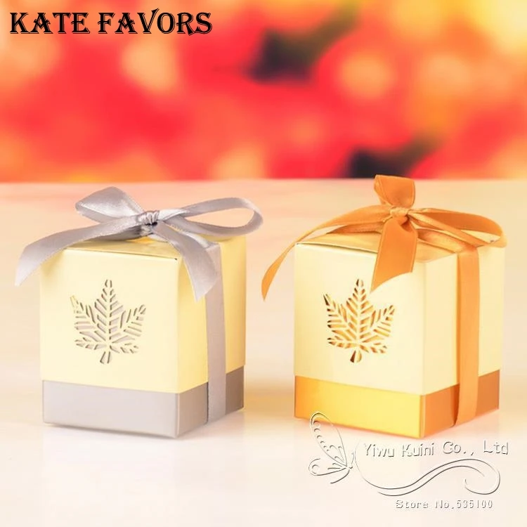 

Maple Leaf Wedding Paper Box For Candy Box Party Chocolate Boxes Packaging For Gifting Laser Cut Box