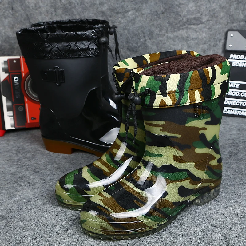 

2016 New Medium(b,m) pvc rainboots with camouflage Fishing Boots, Military Boots Waterproof Slip bots galoshes